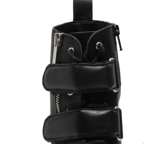 NEW FREE PEOPLE Emmet Emmit Strap Lace-Up Boot Black Leather - Picture 6 of 12